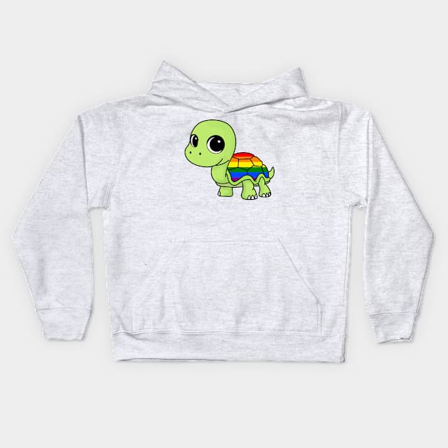 Rainbow Turtle Kids Hoodie by Wenby-Weaselbee